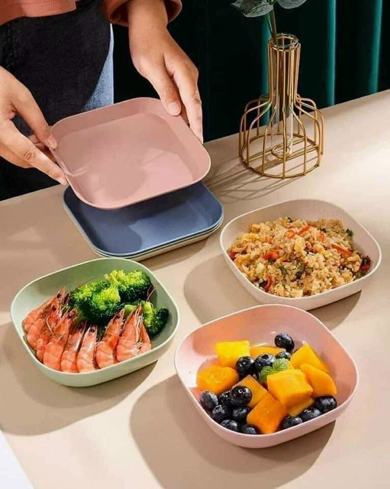 Sét 8 Chiếc Đĩa Lúa Mạch, Chất Liệu Nhựa Lúa Mạch Sinh Học An Toàn