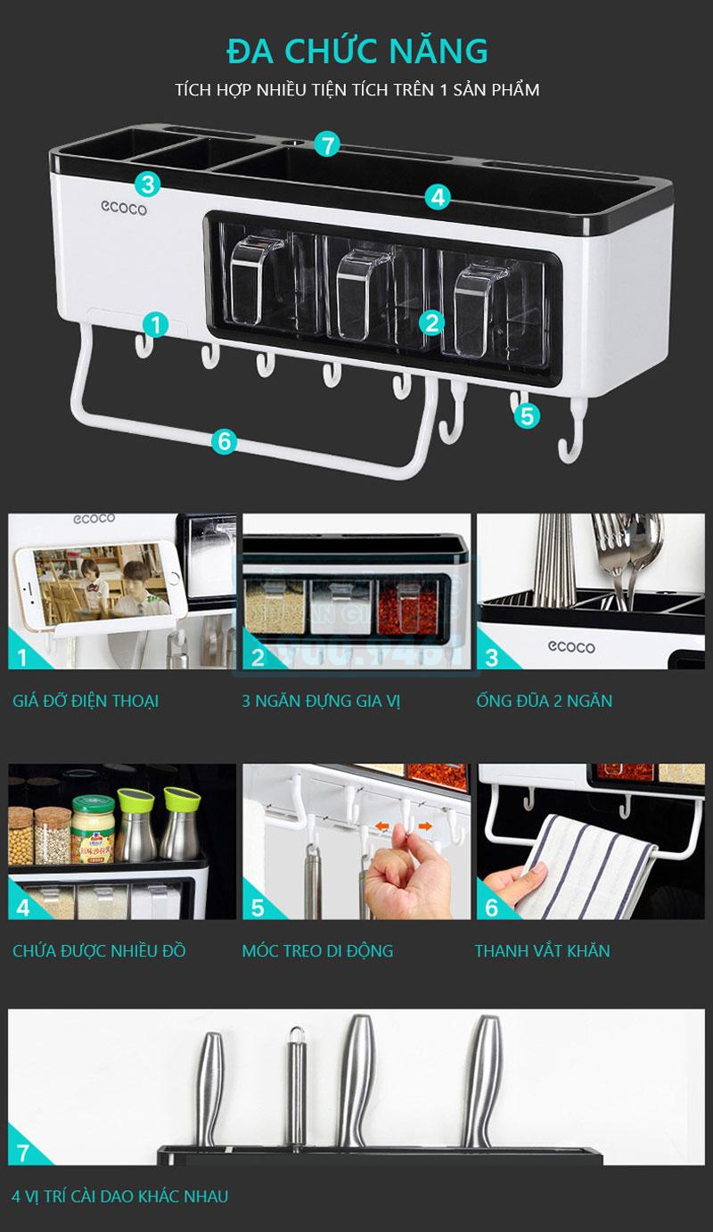 Kệ nhà bếp ECOCO 3 hộp gia vị 9259