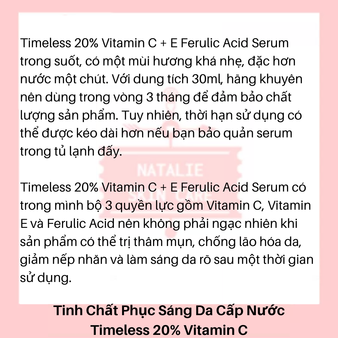 Tinh Chất Cấp Nước Sáng Da TIMELESS 20% Vitamin C + E (30ml)