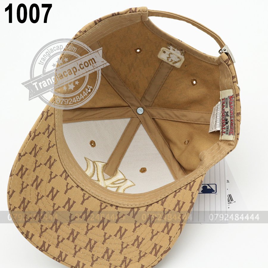 Nón kết MLB Monogram NY nâu đen