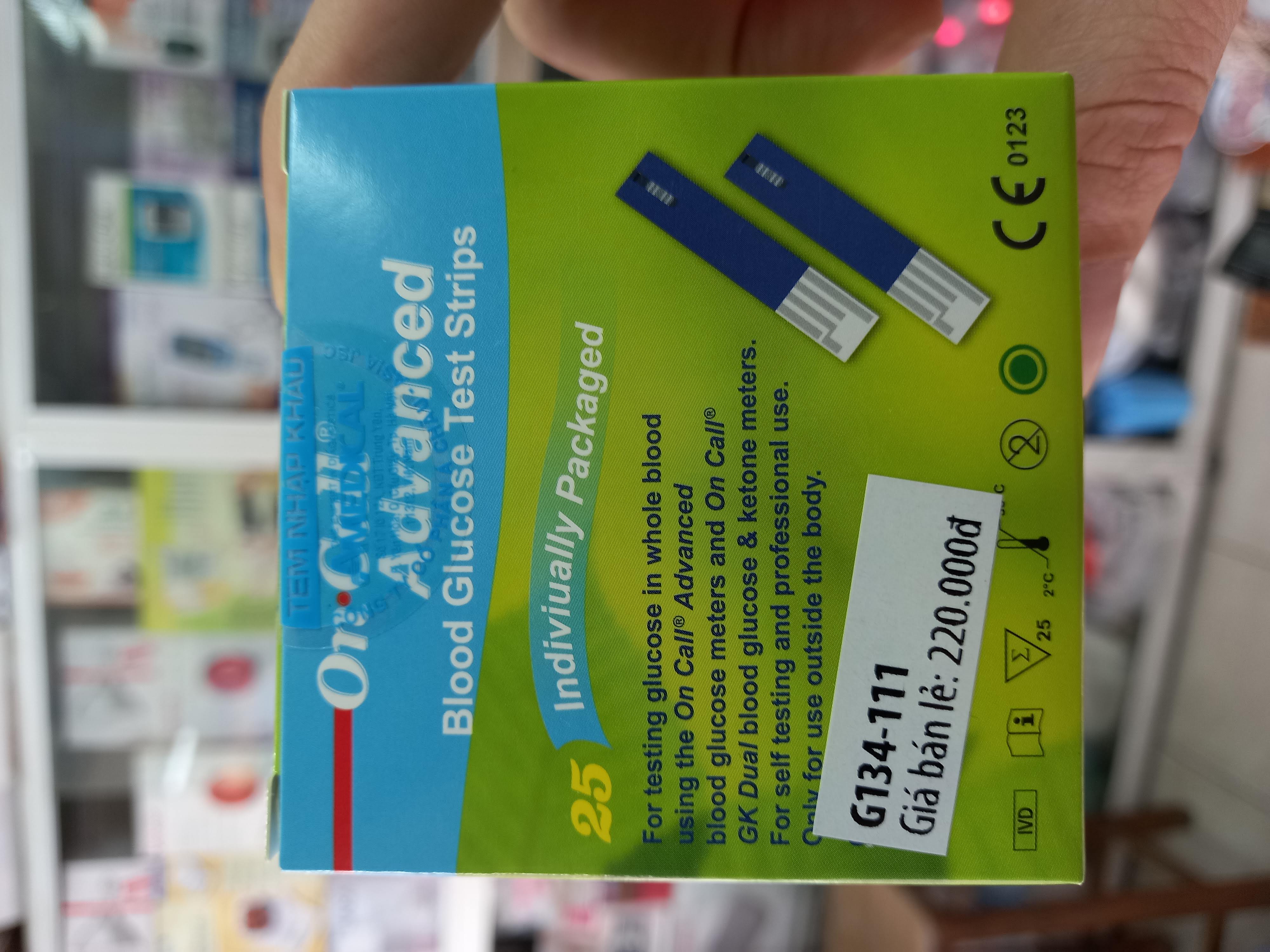 Que thử đường huyết On-Call Advanced (hộp 25 que)