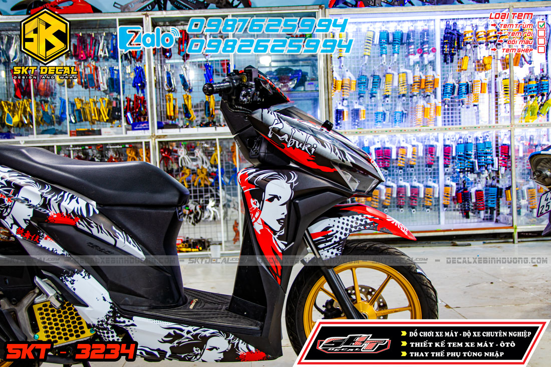 tem trùm vario 2019 trắng đen đỏ kabuki
