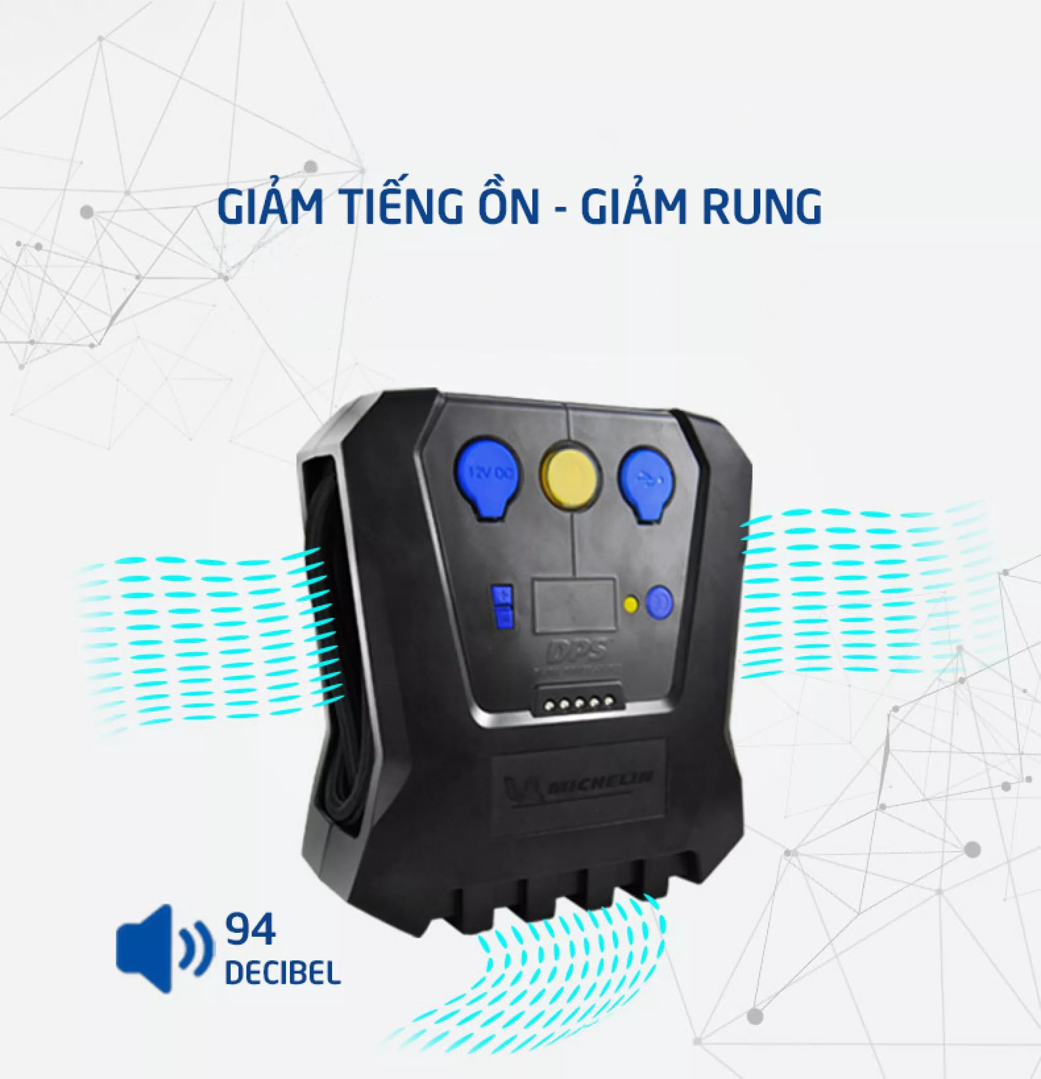 Bơm lốp michelin 12266 tự ngắt 12v dành cho ô tô và xe máy chính hãng.