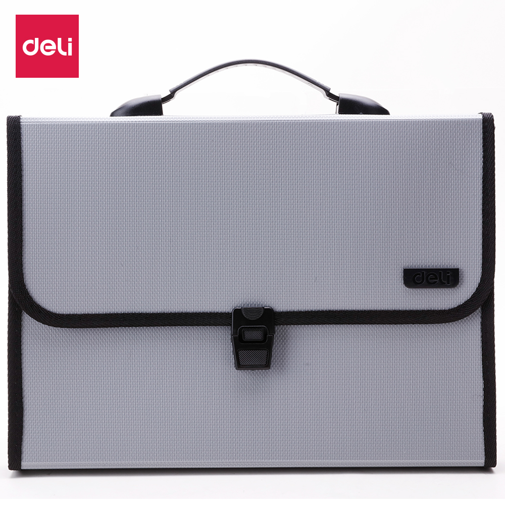 Cặp tài liệu A4 13P DELI - Xanh/ Xanh lá/Xám - 1 cái màu ngẫu nhiên - E5556