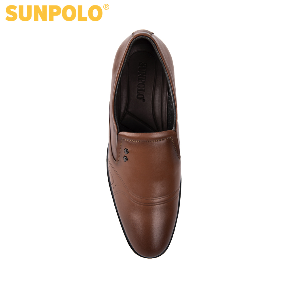 Sunpolo Sph310 Men's Cowhide Office Shoes (Black, Cow Brown)