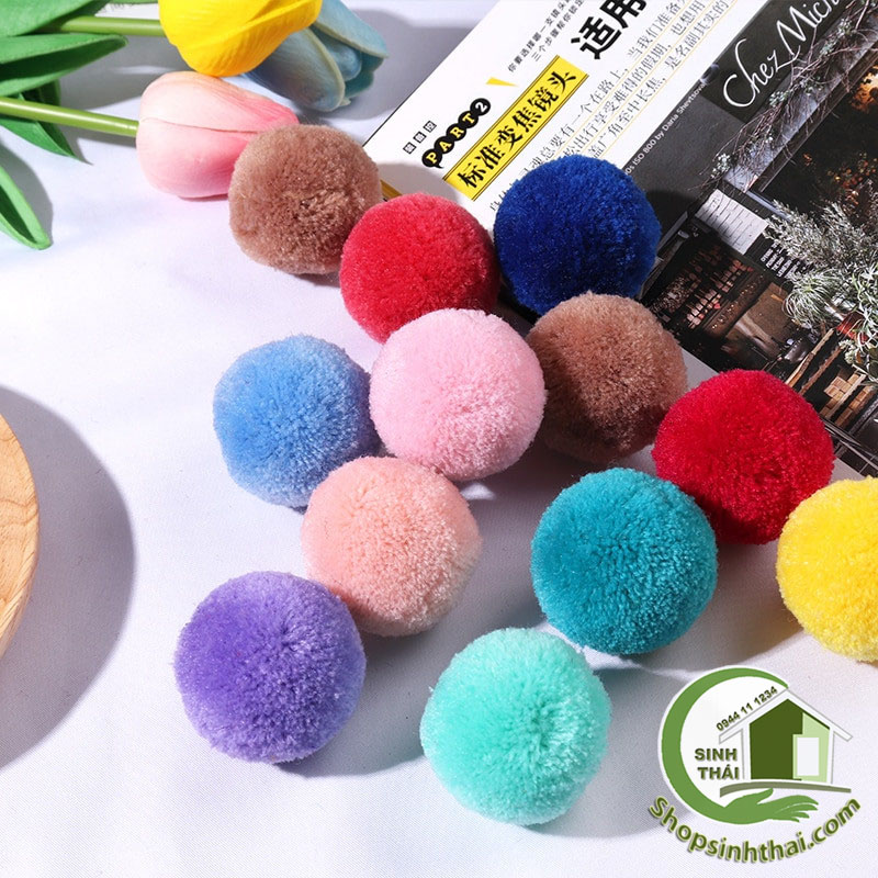 [HCM]Bịch 10 cục bông len tròn nhiều màu - 35cm