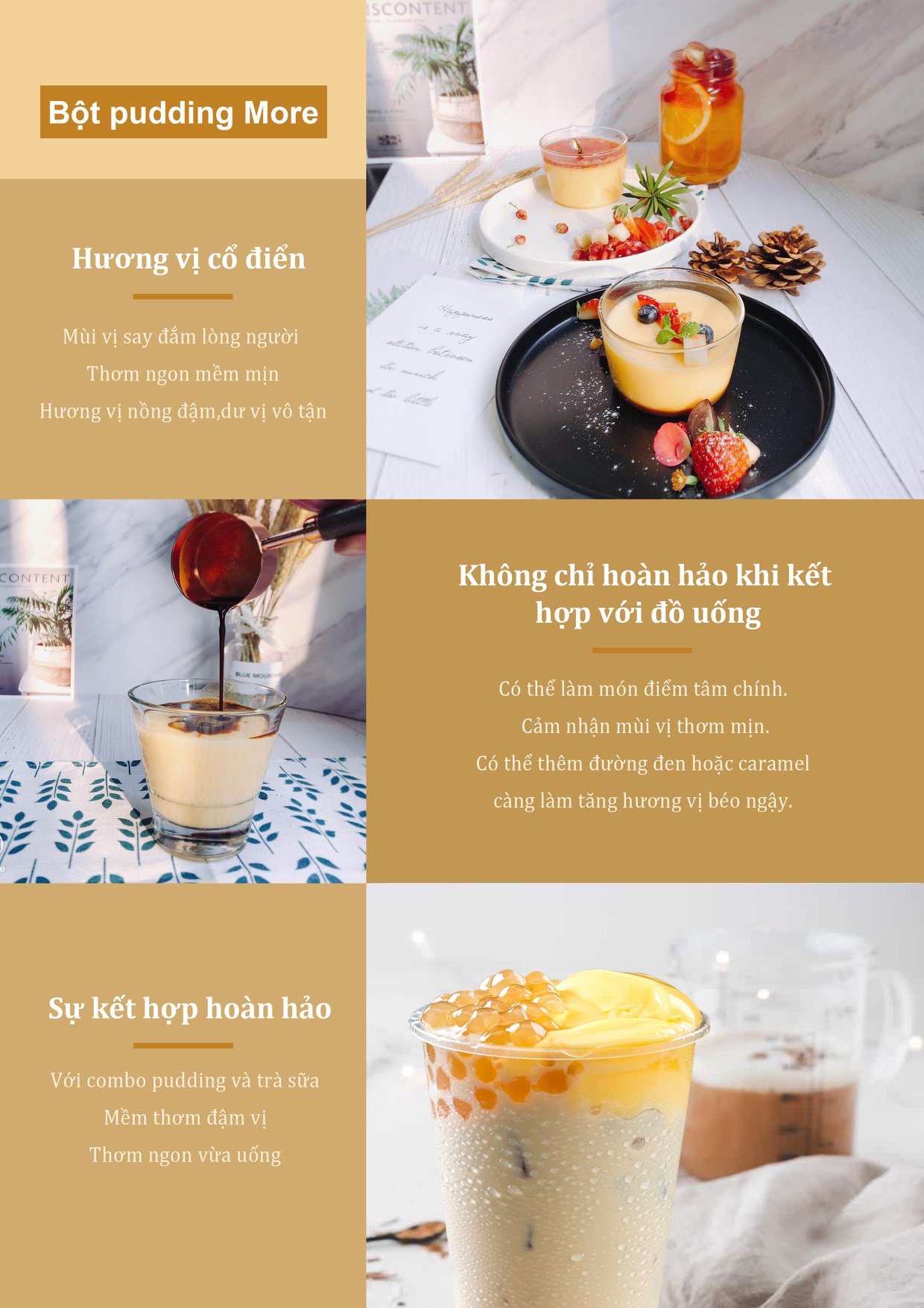 Bột Pudding Trứng More / Bột Flan Trứng Đài Loan gói 1Kg  / Bột Plan / Pudding Maulin