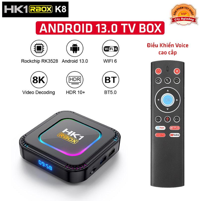 Tivibox 2024 HK1 android 13 bản mới + Điều khiển giọng nói voice tiện dụng