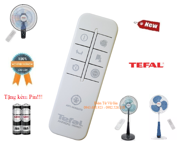 Remote Điều khiển quạt Tefal quạt cây, lửng, treo tường- Hàng mới Chính hãng công ty 100% tặng kèm Pin