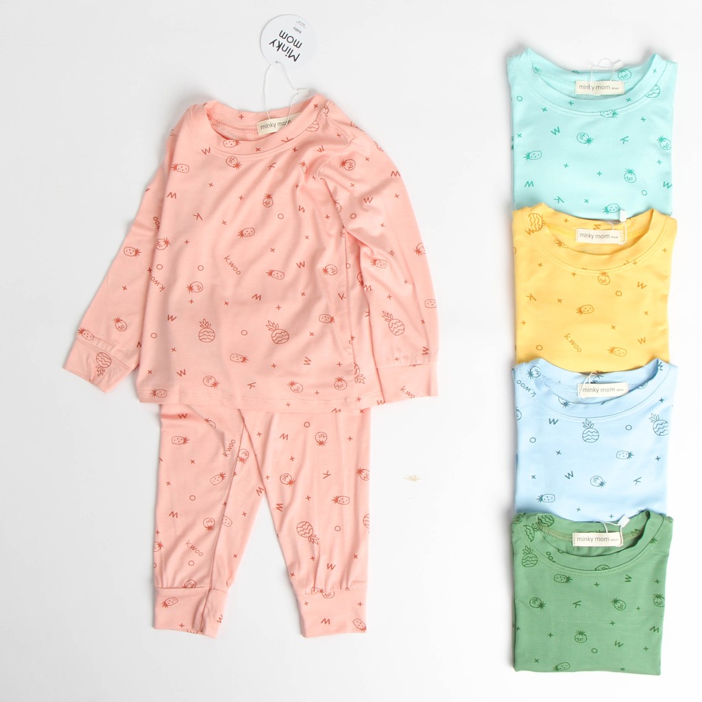 Bộ Dài Tay Cho Bé Gái, Bé Trai KIMCHBABY Vải Thun Lạnh Họa Tiết Trái Thơm, Bộ Quần Áo Trẻ Em Mặc Nhà MKM2141