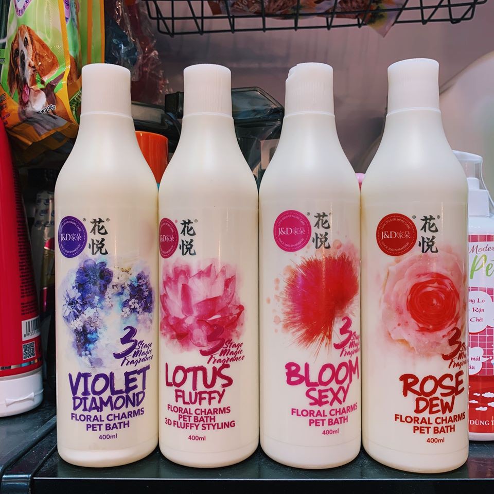 Sữa tắm cho chó mèo hương nước hoa Joyce & dolls 400ml Jasmine giảm da bị khô và nhạy cảm,  giảm căng thẳng stress - Long Vũ Pet Food