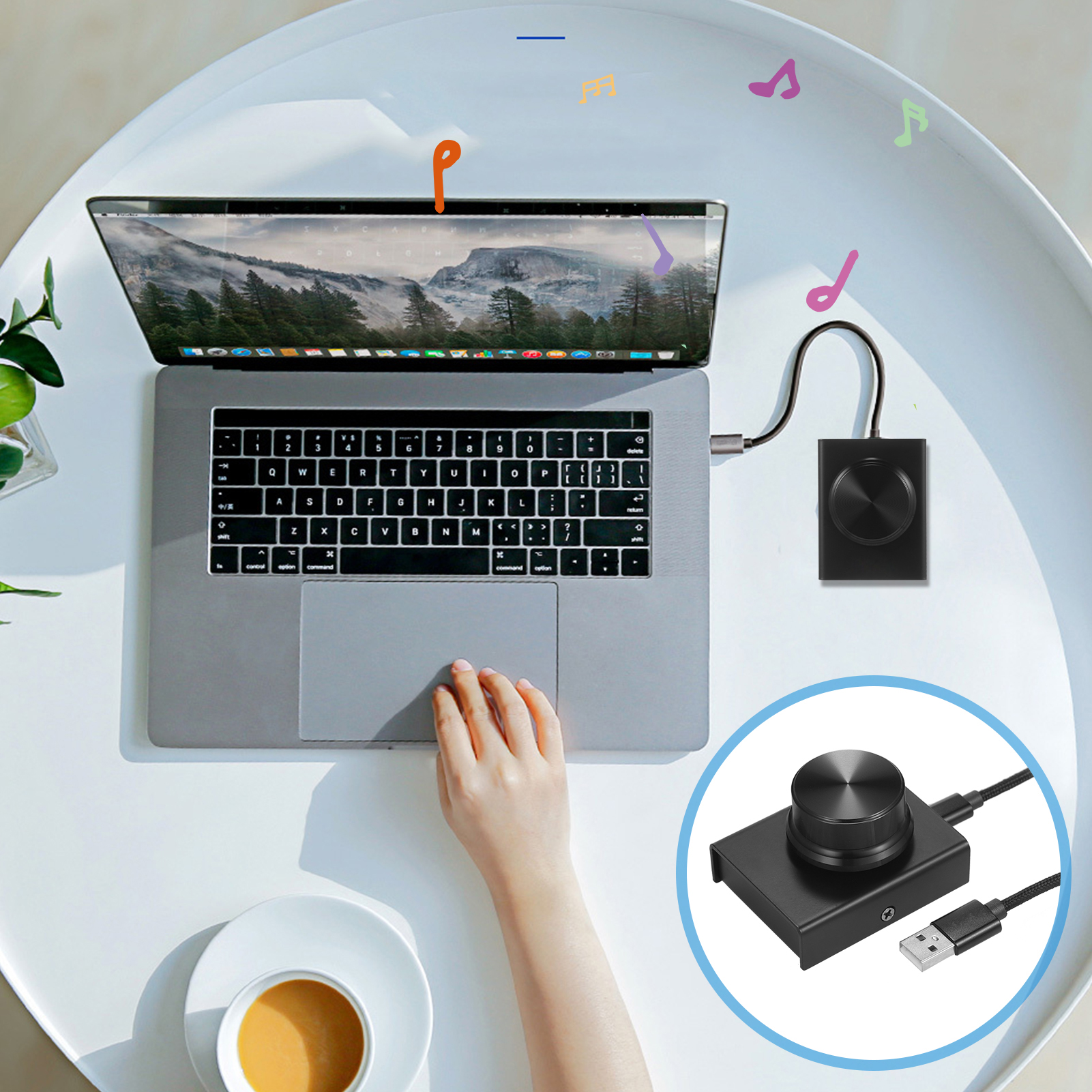 USB Volume Control Knob One Key Mute Volume Controller for Computer Laptop Plug and Play PC Speaker Audio Adjuster Compatible with Win 10/ 8/ 7/ Vista/ XP/ Mac