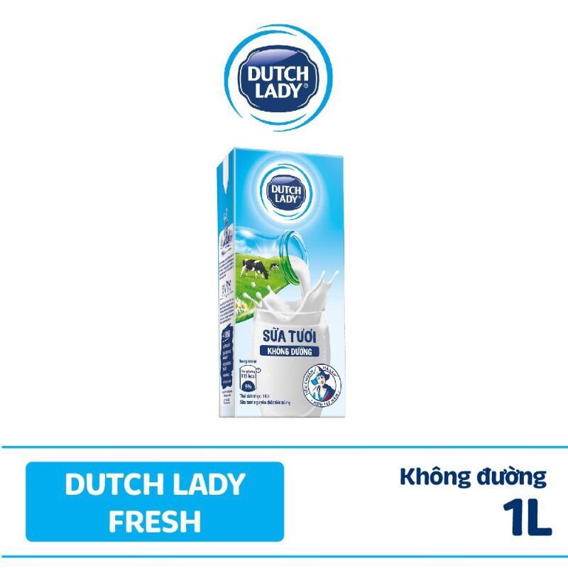 Hộp sữa tươi tiệt trùng Dutch Lady Fresh không đường 1L