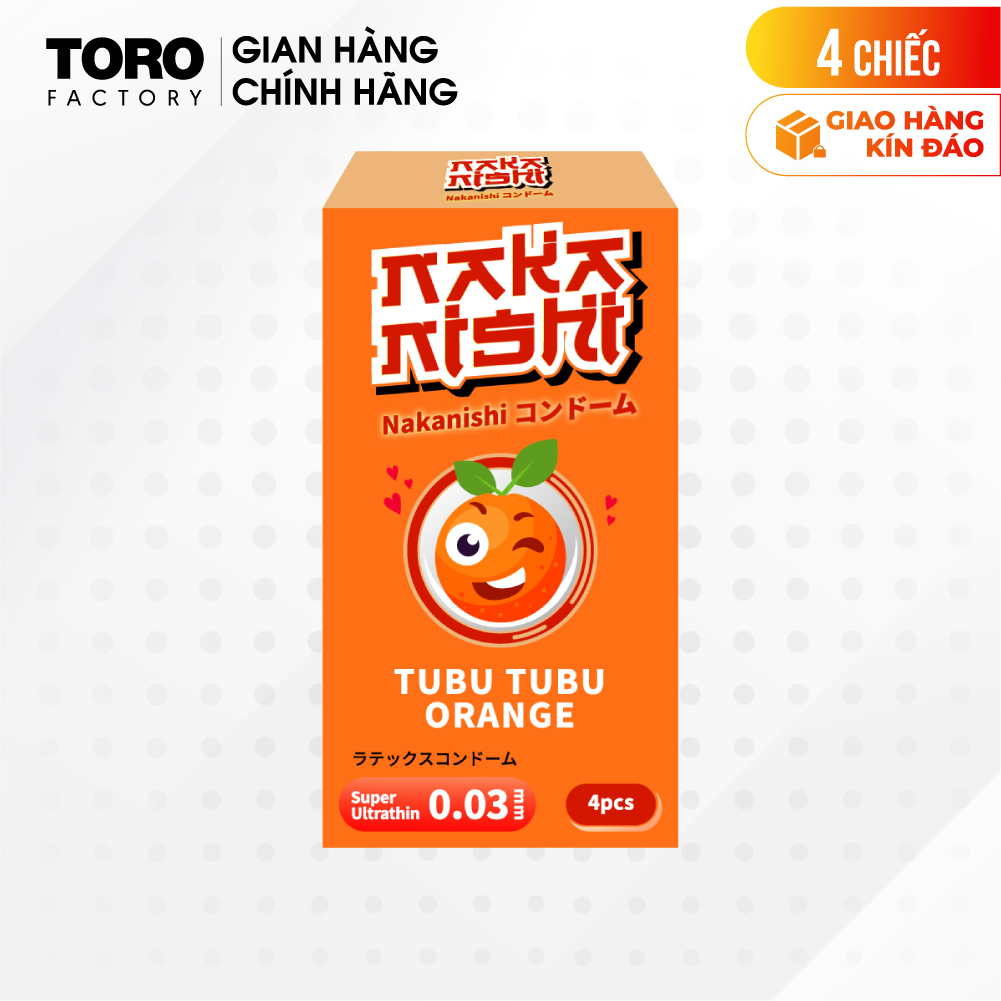 Bao cao su Nakanishi siêu mỏng 0.03mm, hương cam - Hộp 4 cái | TORO FACTORY