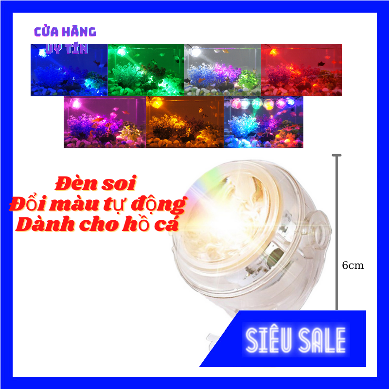 Đèn đổi màu tự động Tròn soi bể cá hiệu ứng đẹp