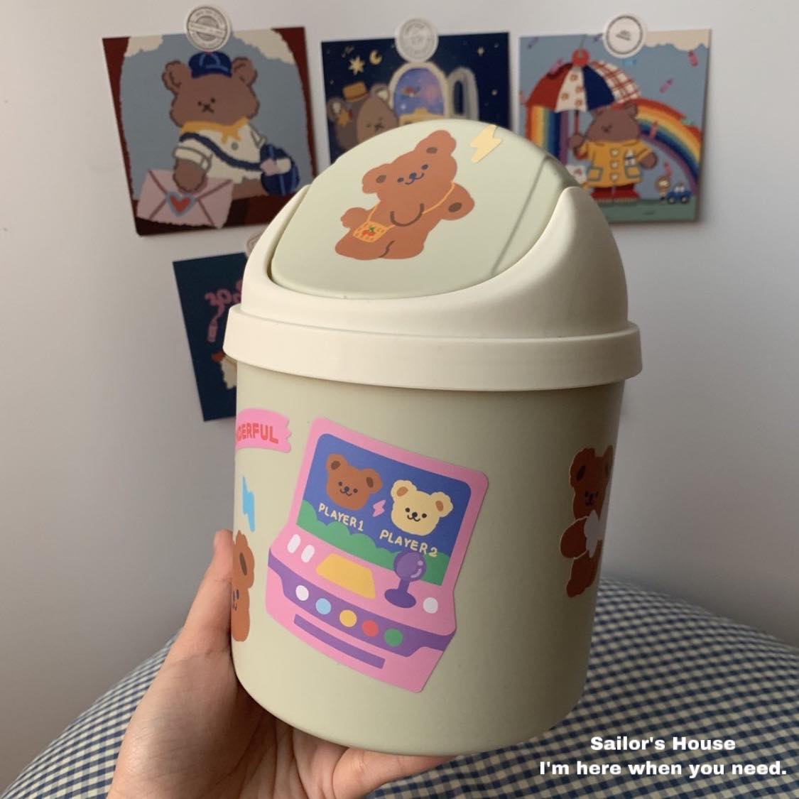 Thùng Rác Mini Siêu Cưng Để Bàn Học Trang Trí (by Sailor)