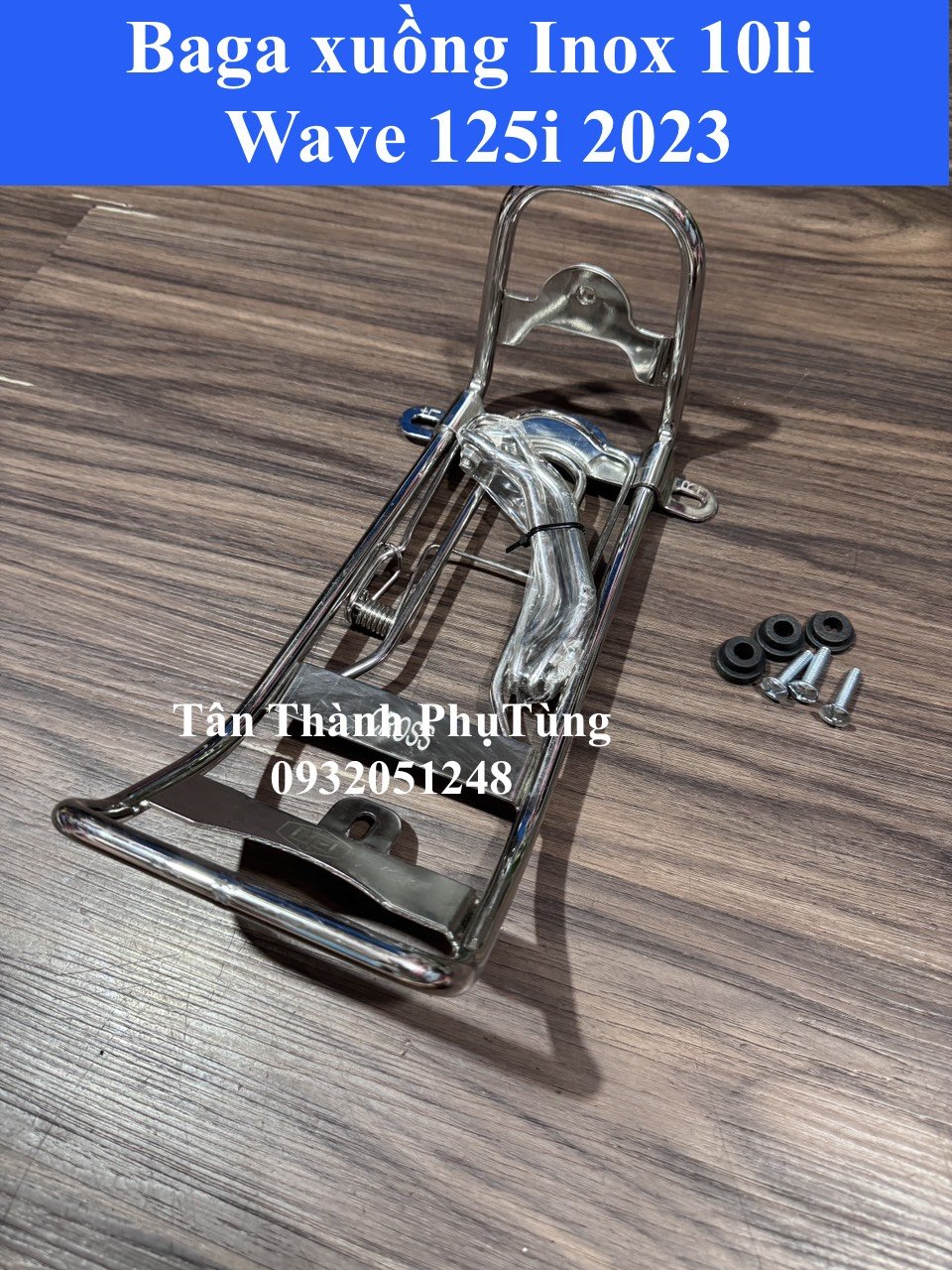 Baga xuồng inox 10li wave 125i 2023 loại dày kèm ốc và cao su tân thành pt