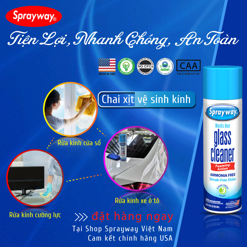 [HCM] Chai Xịt Lau Kính Sprayway Glass Cleaner (Trắng Xanh)