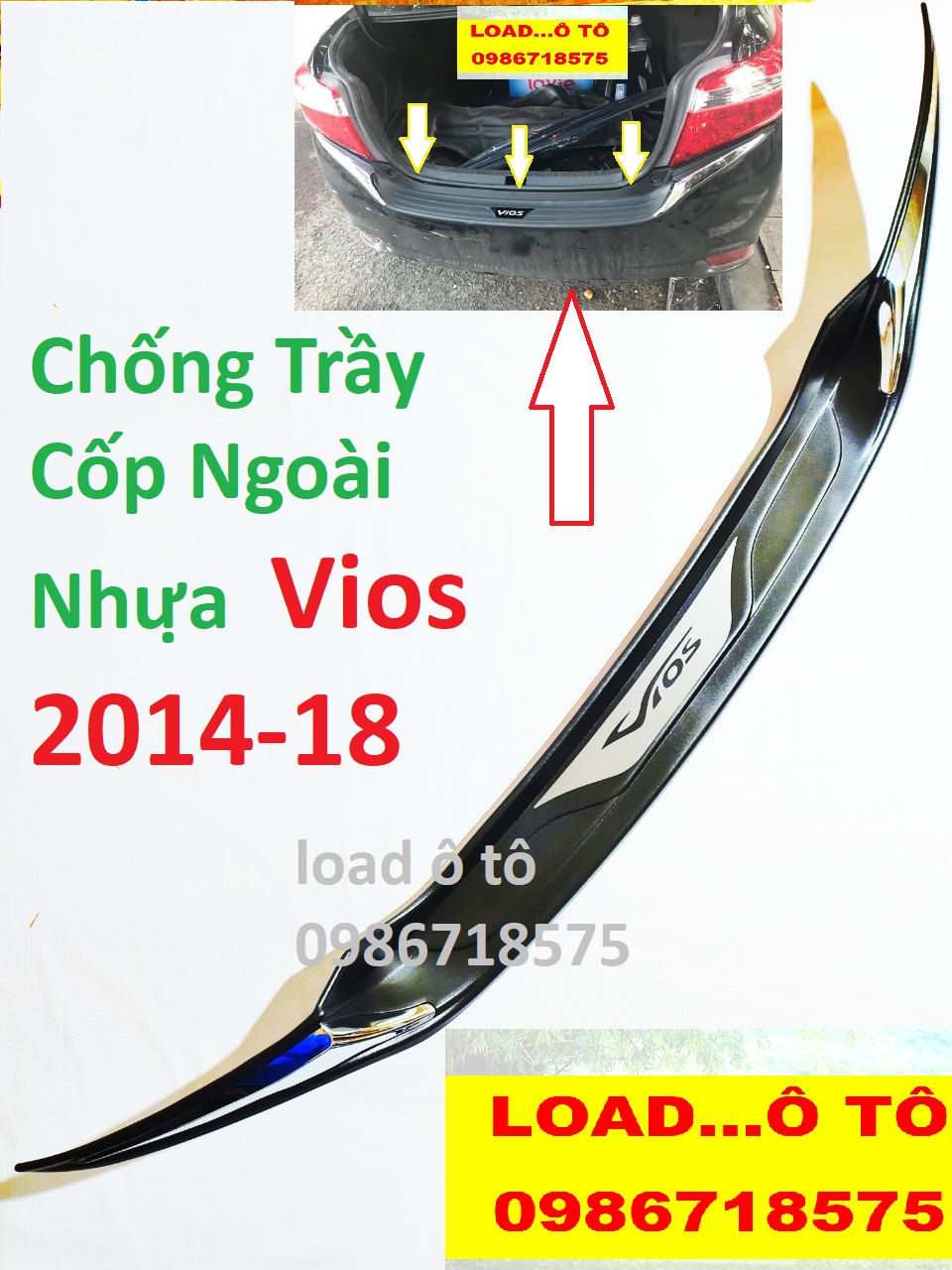 Chống trầy cốp ngoài nhựa toyota vios 2014-2018 mẫu nhựa cao cấp