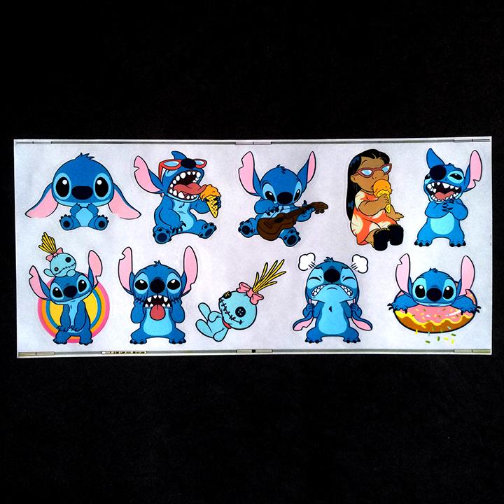 Tấm STICKER PVC dán trong suốt chủ đề STITCH