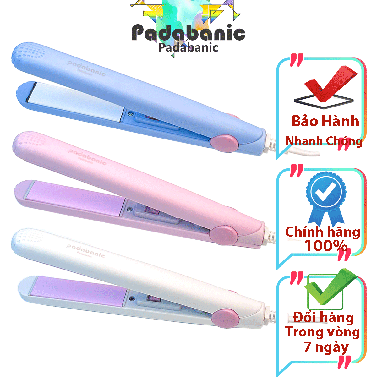 Máy Uốn Duỗi Tóc mini Padabanic máy ép tóc mini máy làm tóc mini 2in1 máy duỗi tóc mini