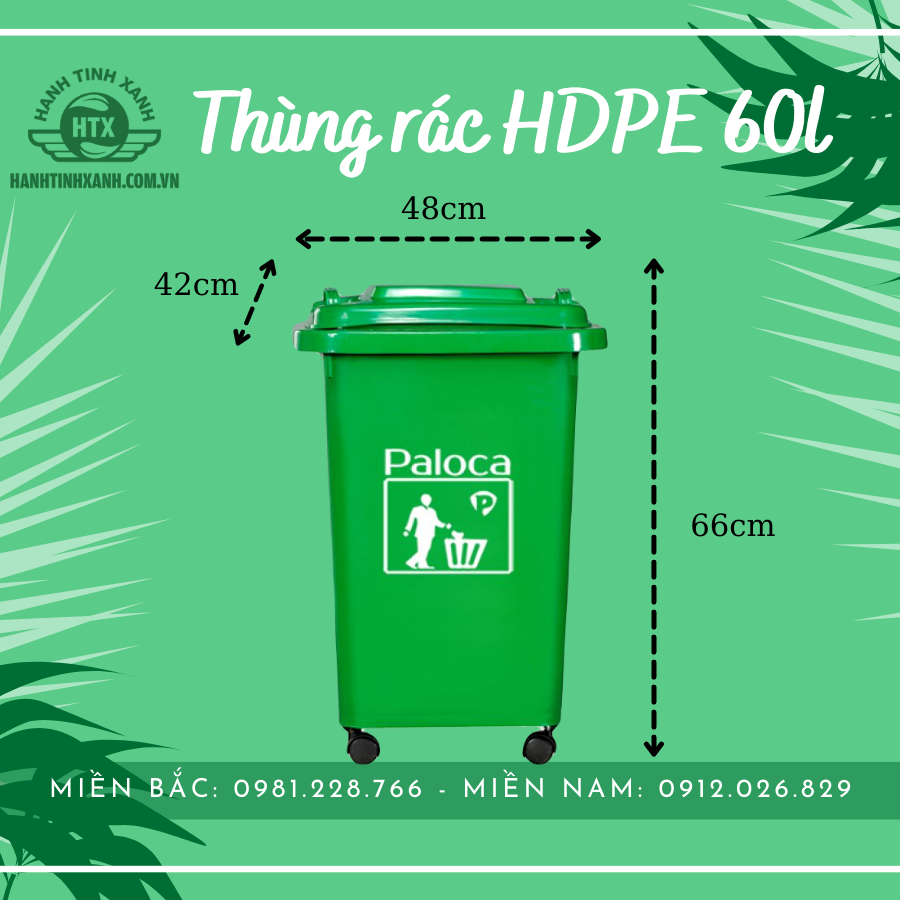 Thùng rác nhựa HDPE 60 lít