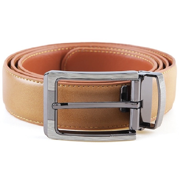 Thắt lưng nam da bò  viền chỉ màu da HK4128