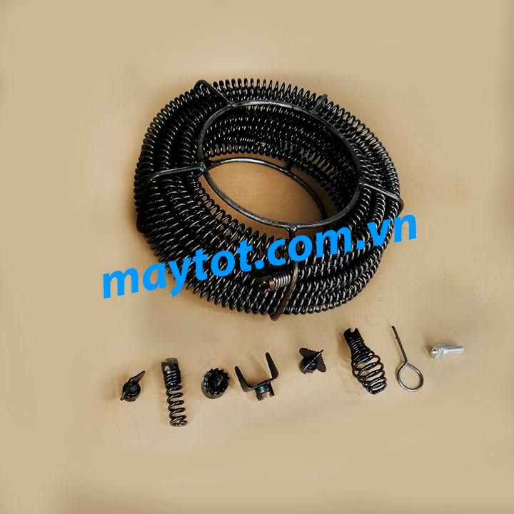 dây lò xo thông tắc cống dùng máy khoan