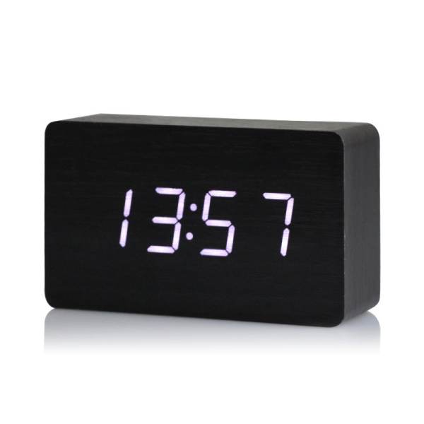 Đồng Hồ Gỗ Báo Thức Hình Chữ Nhật 1295 Wood LED Digital Desk Alarm (Trắng)