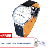 Đồng Hồ Nam Dây Da Khôi Nguyên 002 (Mặt Trắng) + Tặng Pin Nhật Và Móc Khoá
