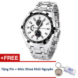 Đồng Hồ Nam Dây Thép Không Gỉ Curren 80kcn23 (Trắng) + Tặng Pin Nhật Và Móc Khoá Khôi Nguyên