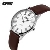 Đồng hồ nữ dây da Skmei 9092L (Mặt trắng dây nâu)