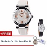 Đồng hồ nữ dây da Skmei 90KCN75 (Trắng) + Tặng Đồng Hồ Nữ Swidu; Pin Nhật; Móc Khoá