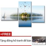 Đồng hồ tranh Bình Yên Dyvina 3T-9 (Xanh) + Tặng 1 đồng hồ tranh để bàn