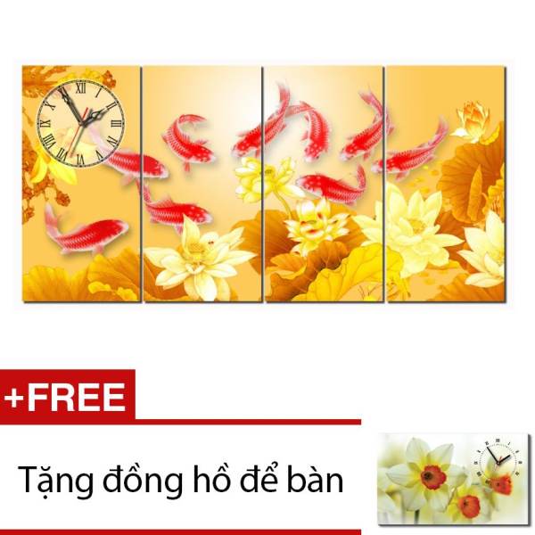 Đồng hồ tranh Cửu ngư vàng Dyvina 4T3060-5 + Tặng 1 đồng hồ để bàn