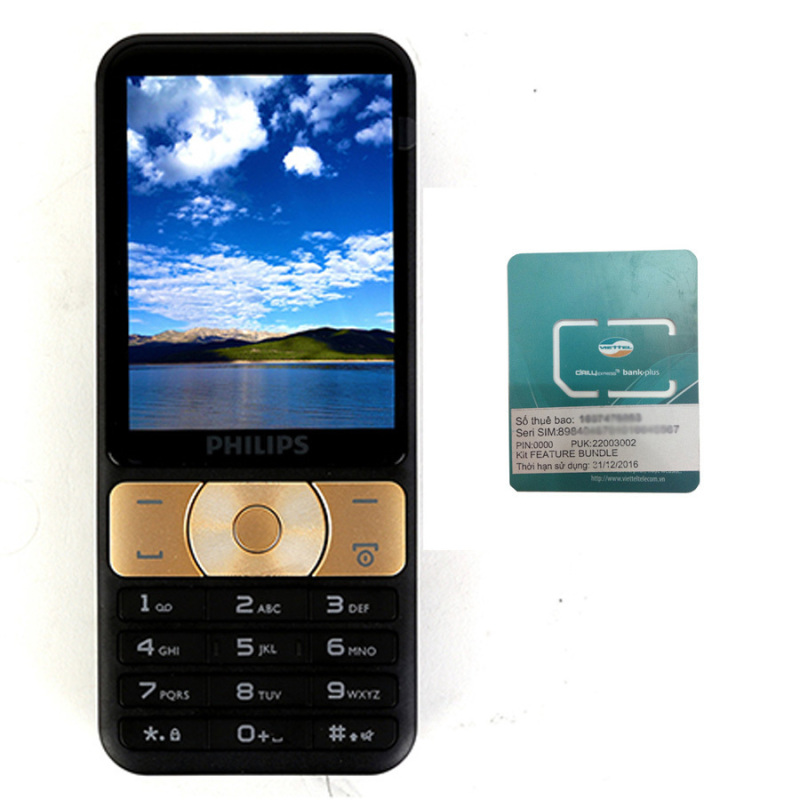 ĐTDĐ Philips E180 2 SIM (Đen Vàng) + 1 SIM Dcom 3G Viettel