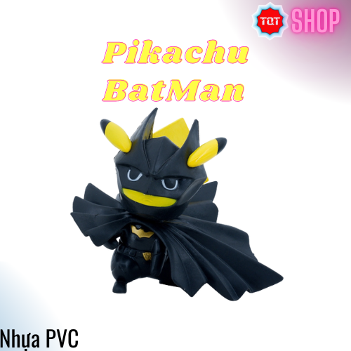 Mô hình đồ chơi Pikachu BatMan để bàn trang trí
