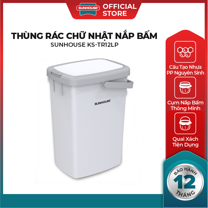 Sọt rác chữ nhật Sunhouse KS-TR12 – Quai…