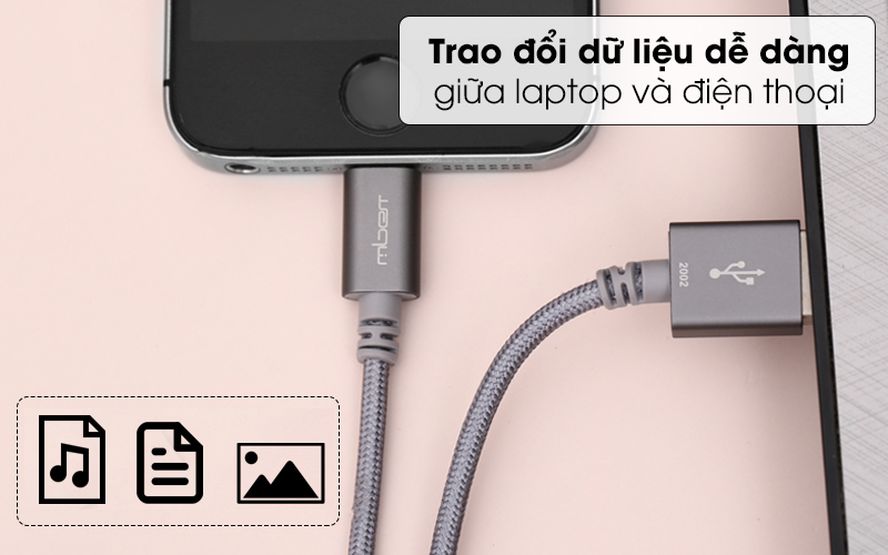 Cáp Lightning MFI 1 m Mbest DS286-WB Xám ( Likenew )