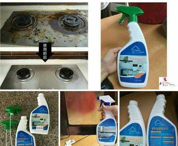 Chai Xịt Bếp Tẩy Rửa Đa Năng Hàn Quốc - 500 Ml, nước tẩy rửa làm sạch dầu mỡ bám bẩn nhà bếp