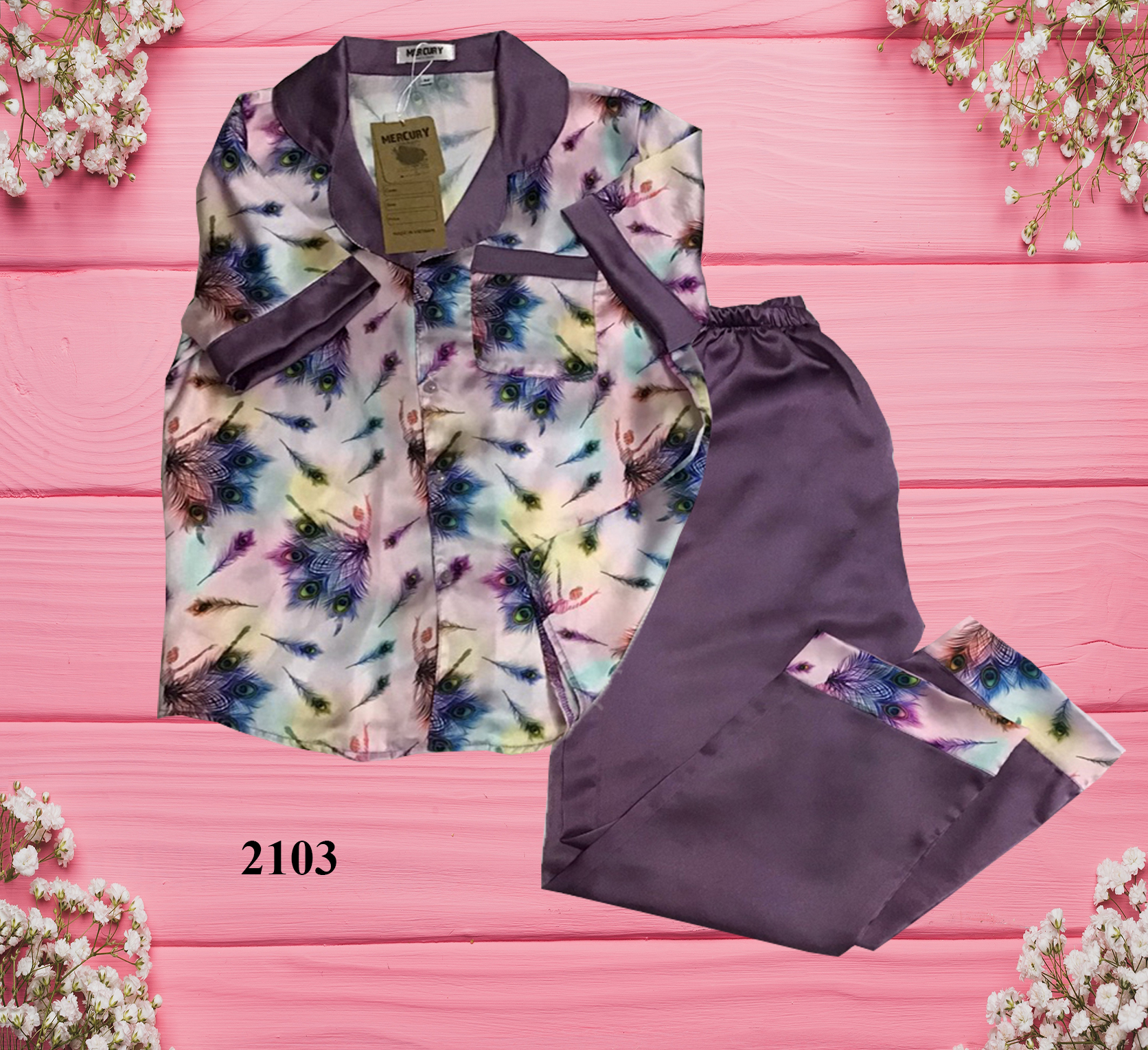 Ảnh thật 100% - Đồ bộ Pijama Mercury lụa satin