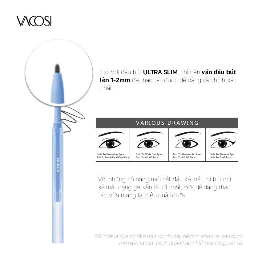Chì Vặn Kẻ Mắt Dạng Gel Vacosi Styling Twist Liner 5ml [Bản Gold]