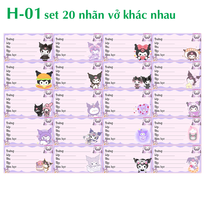 Nhãn vở Kuromi - Nhãn dán Kuromi