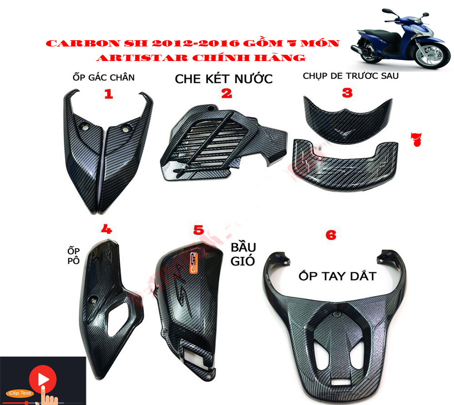 ỐP XE SH CARBON, CACBON 2012-2016 , TÙY CHỌN SP