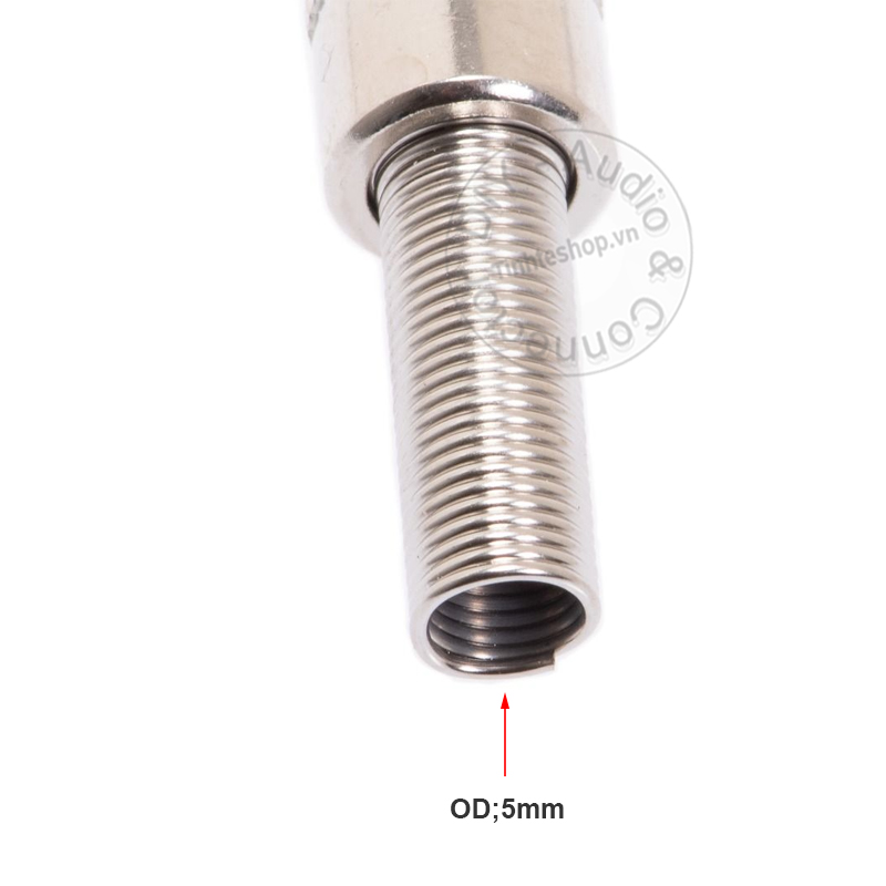 Đầu hàn jack 3.5mm mono vỏ sắt chuôi lò xo OD5mm  1 chiếc