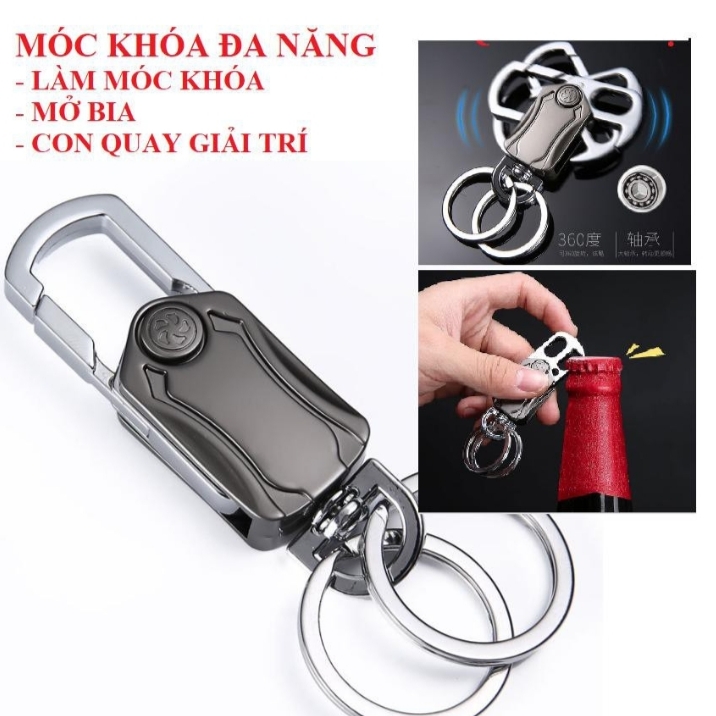 Móc chìa khóa kiêm con quay SPINER, Móc khóa ,móc chìa khóa đa năng kiêm con quay giải trí xoay 360 độ cao cấp (Đen)