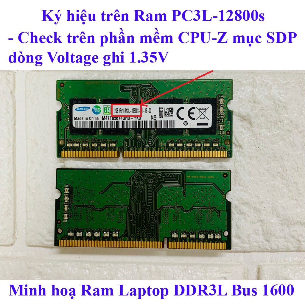 RAM Laptop 2GB PC3-12800s (DDR3 Bus 1600 MHz) hàng bóc máy đã qua sử dụng