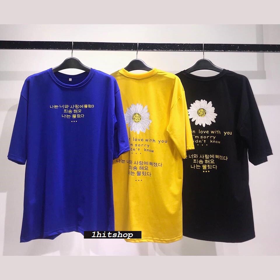 [HCM]Aó thun nam nữ form dài rộng tay lỡ Unisex HOA CÚC I FELL freesize 45 - 70kg áo thun nam form rộng tay lỡ áo phông nữ form rộng