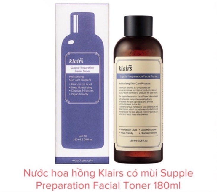 Nước hoa hồng Klairs Supple Preparation Facial Toner 180ml