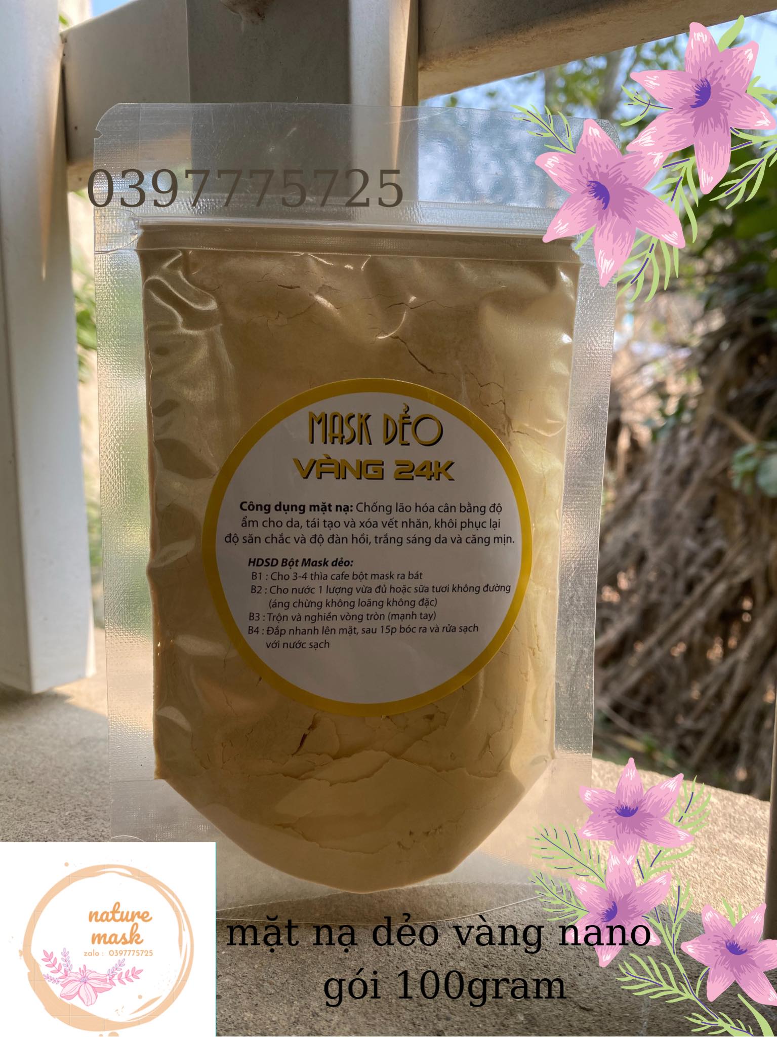 mặt nạ dẻo vàng nano 24k